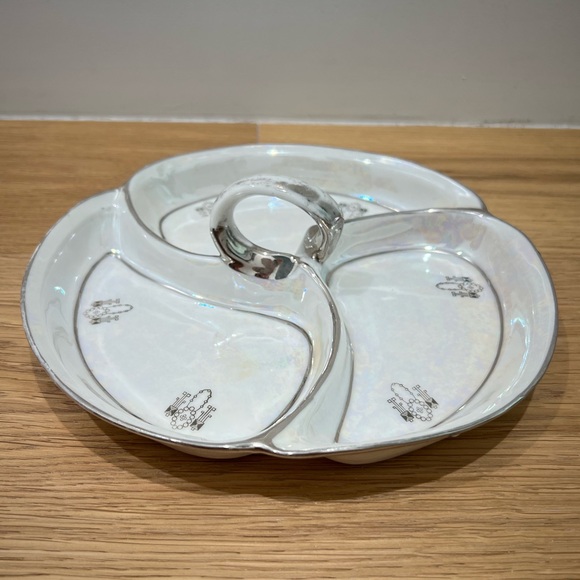 Vintage Prov Saxe Hand painted porcelain divided plate or candy dish Germany - Picture 2 of 13